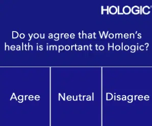 Interactive ad prompts users to reflect on the significance of women's health for Hologic.